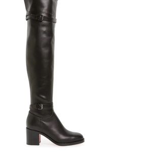 Over the knee boots with red sole